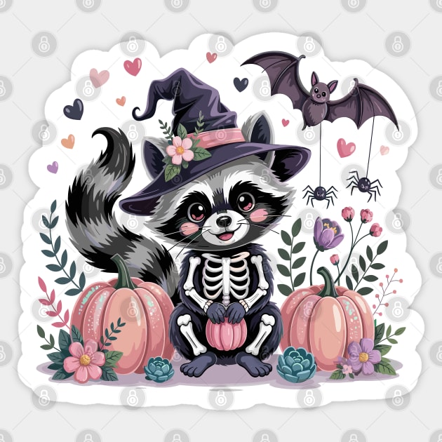 Kawaii Halloween Raccoon Sticker by JessArty